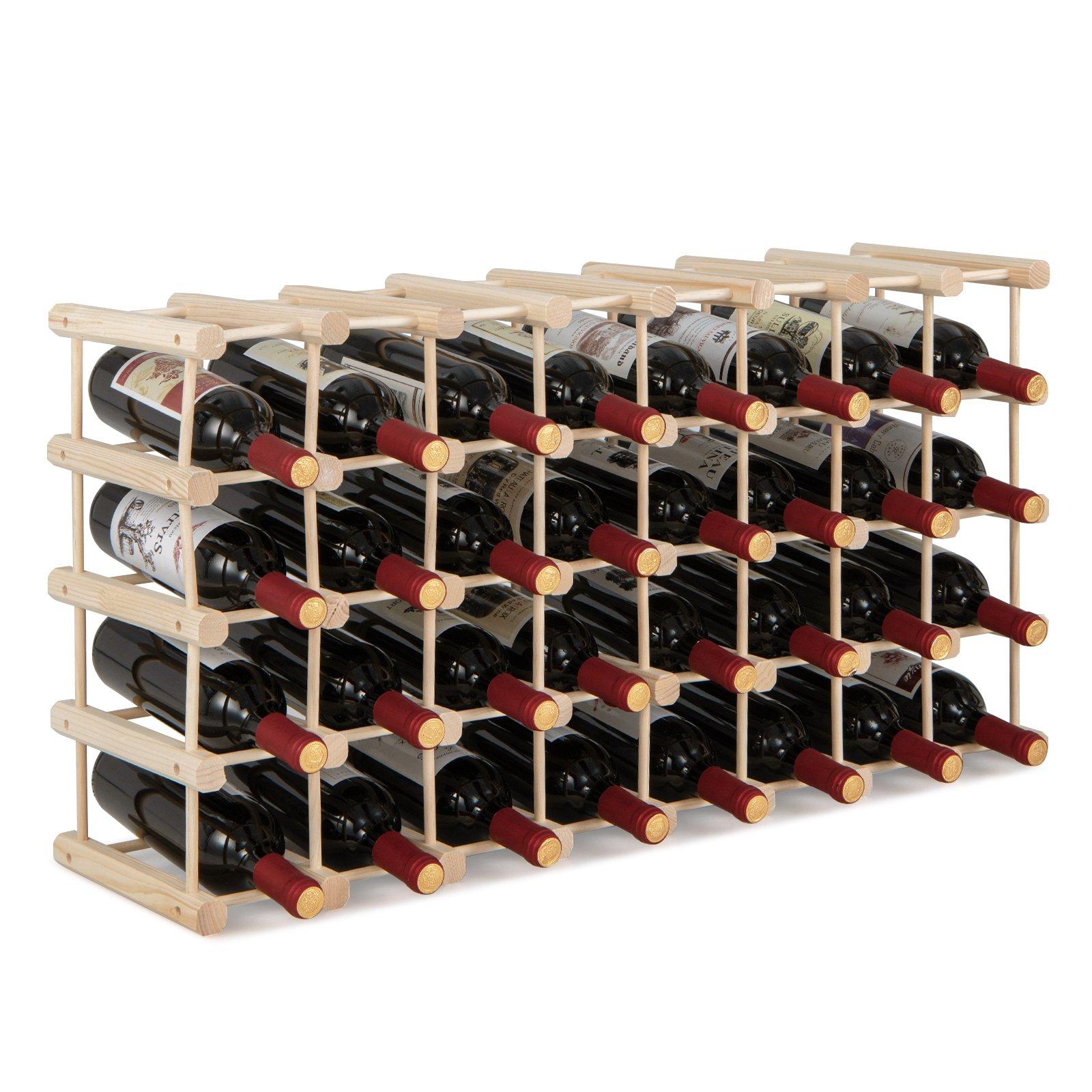 Wooden 36 Bottle Wine Rack Freestanding Wine Holder Modular Wine Storage Shelf