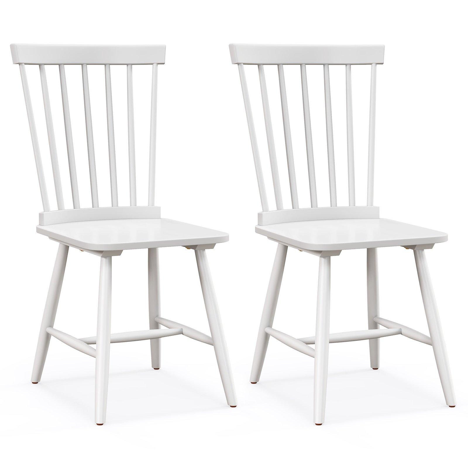Set of 2 Wood Dining Chairs Windsor Style Armless Chairs Ergonomic Spindle Back