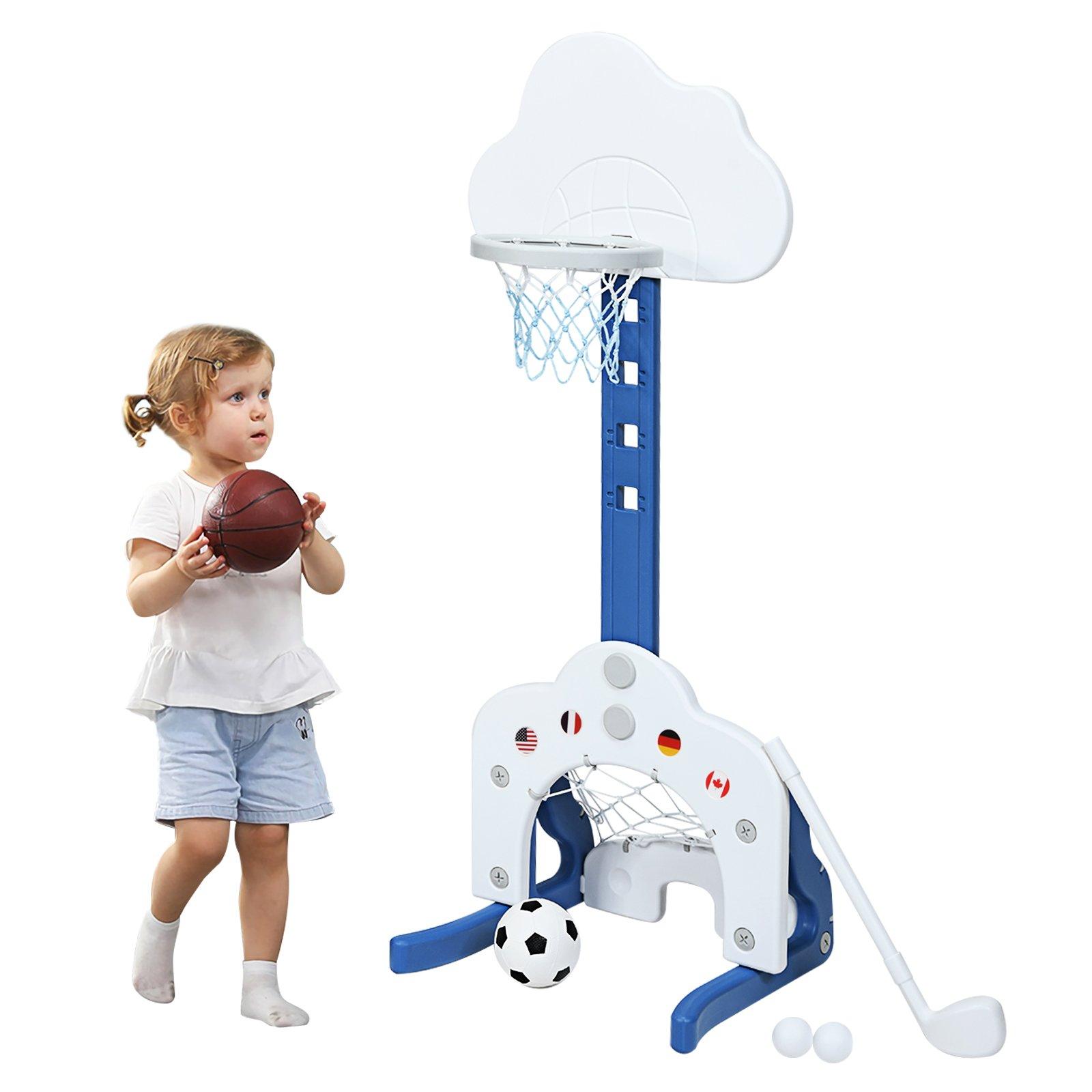 Basketball Hoop Set 3 in 1 Sports Activity Center with Basketball Football & Golf