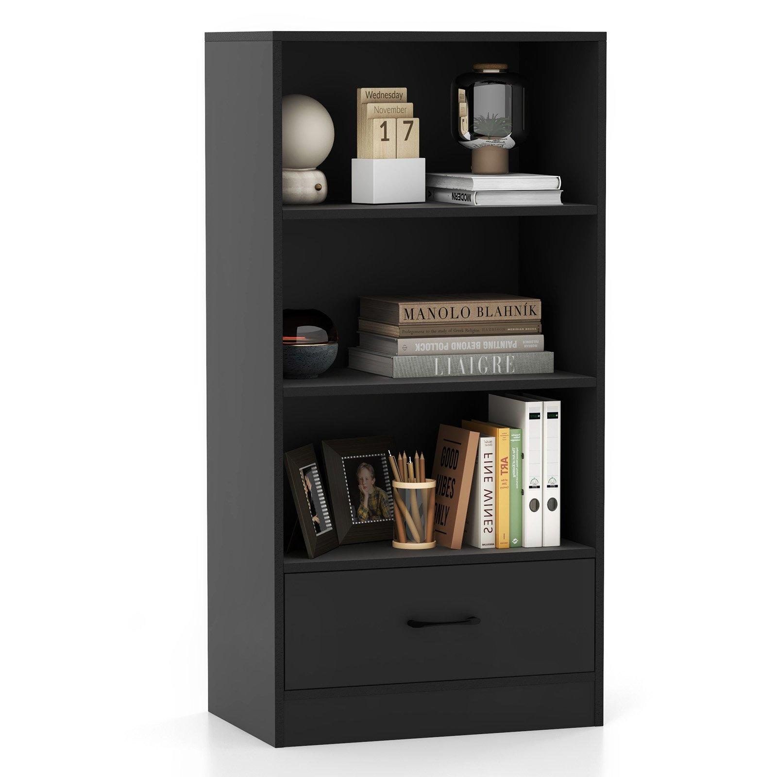 Wooden Storage Shelf 4-tier Bookcase Shelving Display Organiser Cupboard Cabinet