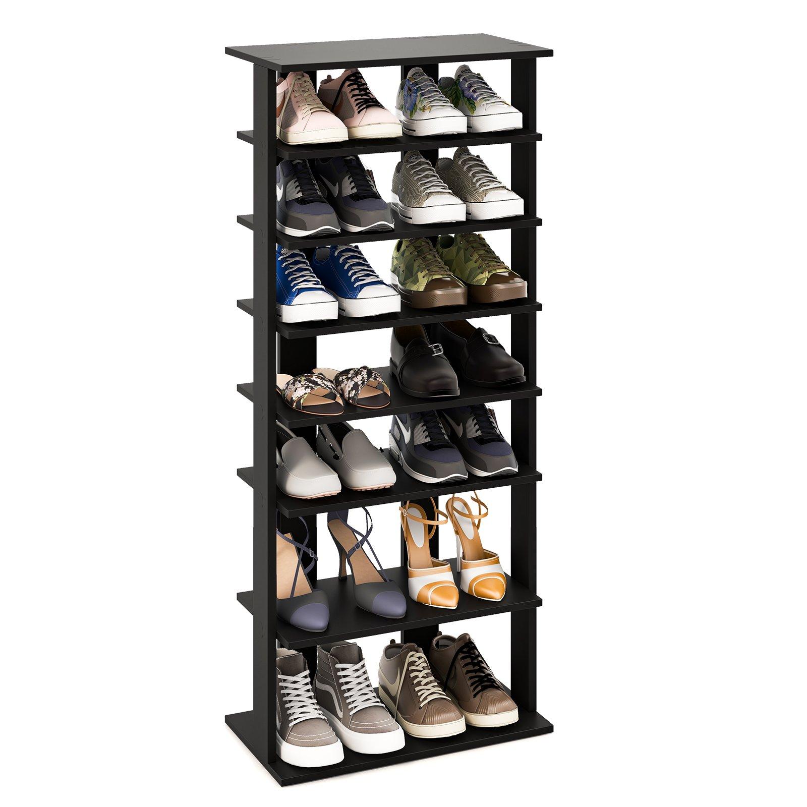 7 Tiers Double Shoe Rack Entryway Tall Display Shelf Vertical Corner Shoe Stand Shelf for 14