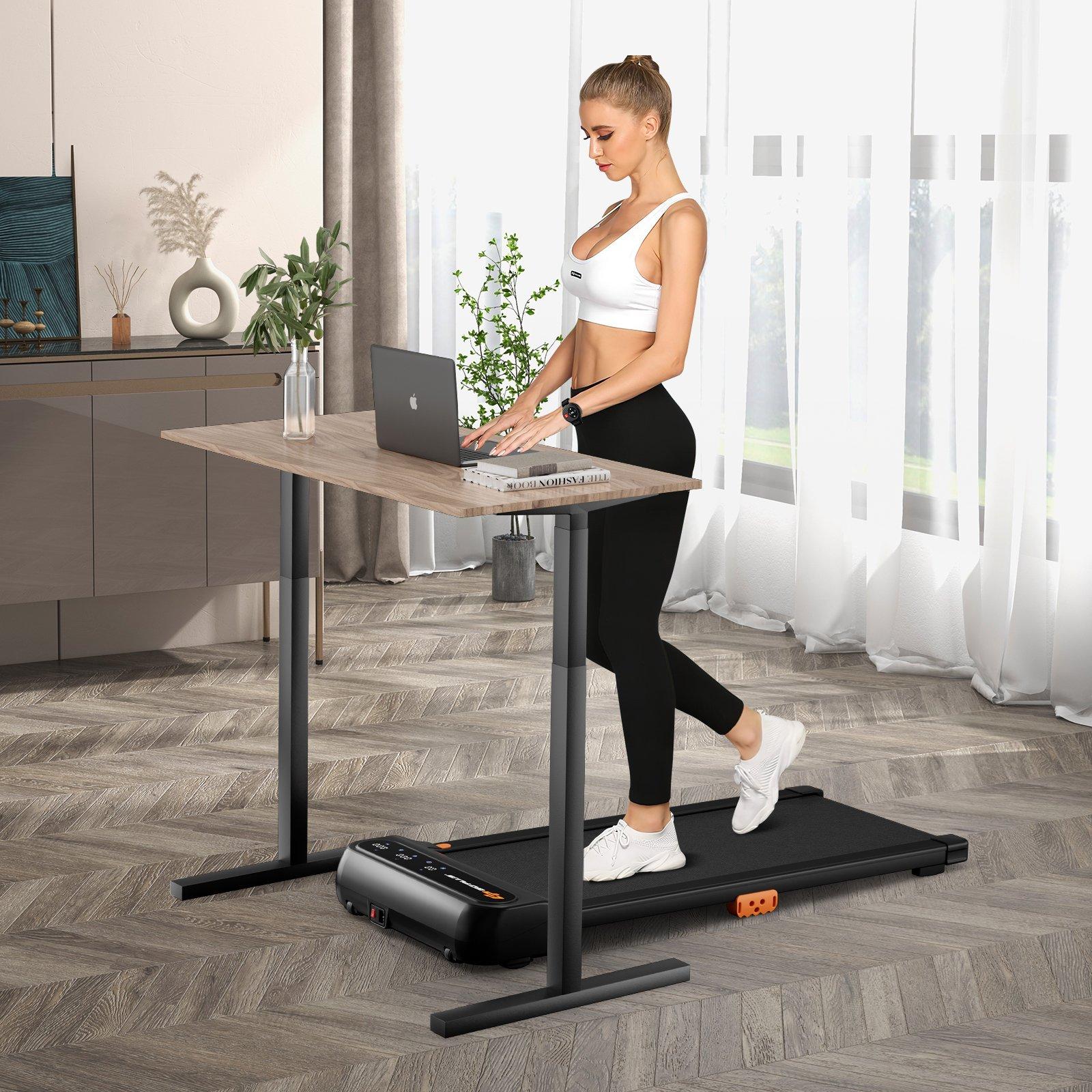 2-in-1 Walking Pad Treadmill Under Desk Jogging Machine Watch-Like Remote Control