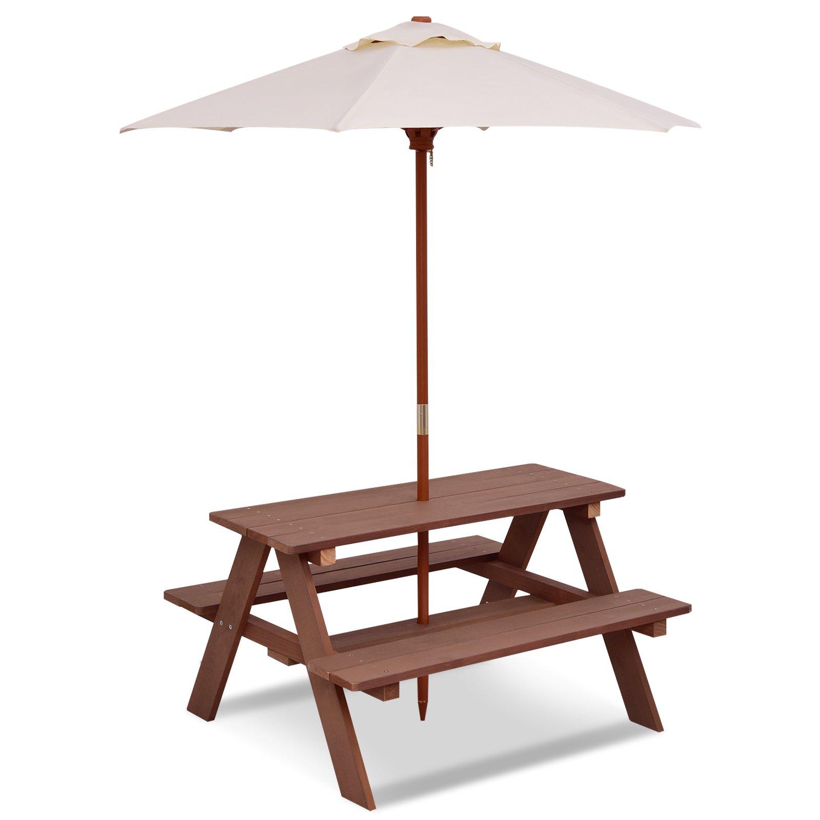 3 in 1 Kids Picnic Table Children Outdoor Activity Table w/ Removable Umbrella