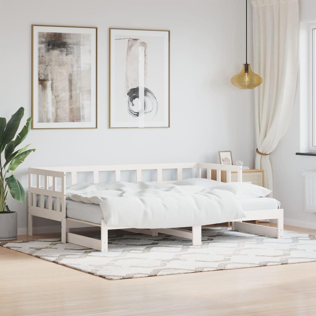 Daybed with Trundle White 90x190 cm Solid Wood Pine