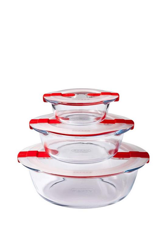 Pyrex 'Cook & Heat' 3 Piece Round Glass Food Container Set 1