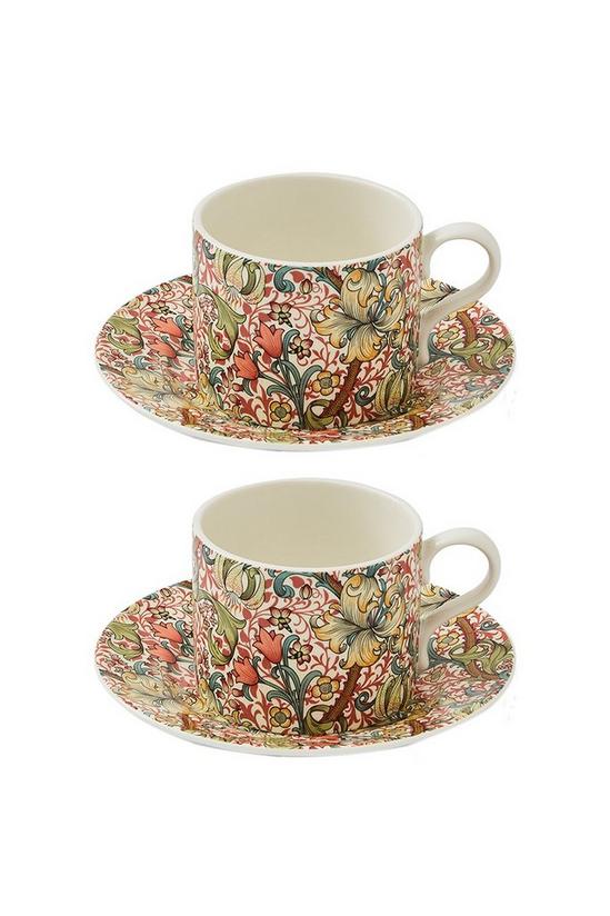 Spode Morris & Co 'Morris & Co.' Set of 2 Teacups & Saucers – Golden Lily 1