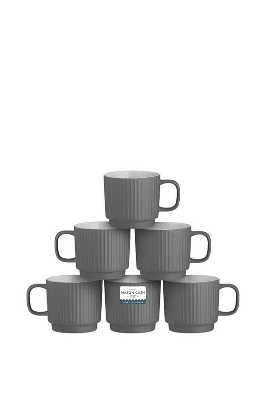 Mason Cash Embossed Line Set of 6 Mugs Charcoal 1