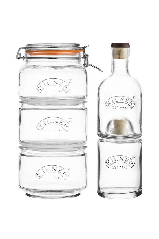 Kilner Set of 2 Stackable Duo Storage Jar and Bottle Set 1