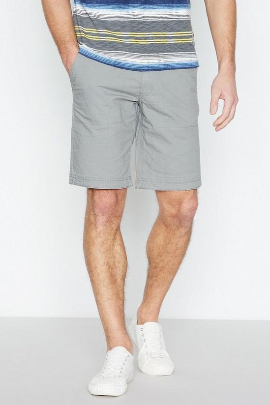 Mantaray Grey Ripstop Cotton Rich Flat Front Shorts 1