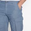 Mantaray Blue Yarn Dye Textured Long Cotton Cargo Shorts thumbnail 3