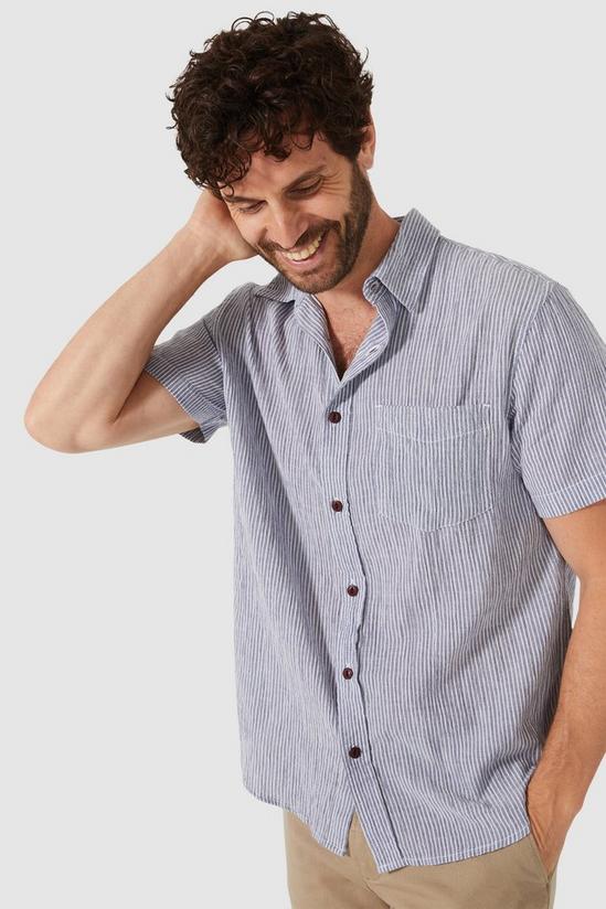 Mantaray Laundered  Fine Stripe Short Sleeve Shirt 1