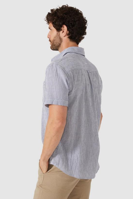 Mantaray Laundered  Fine Stripe Short Sleeve Shirt 3