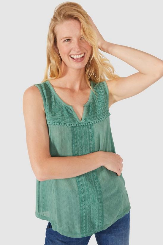 Mantaray Sleeveless Embroidered Front Top 2