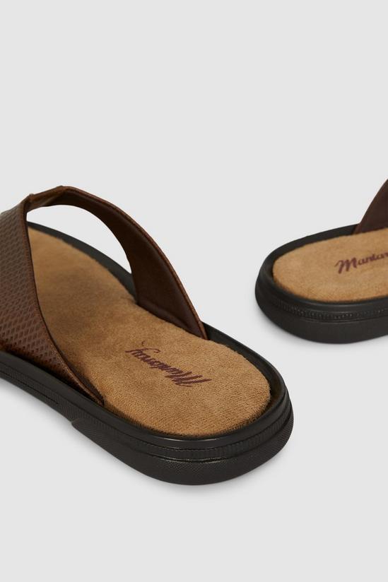 Mantaray Mantaray Perforated Toe Post Leather Sandal 3
