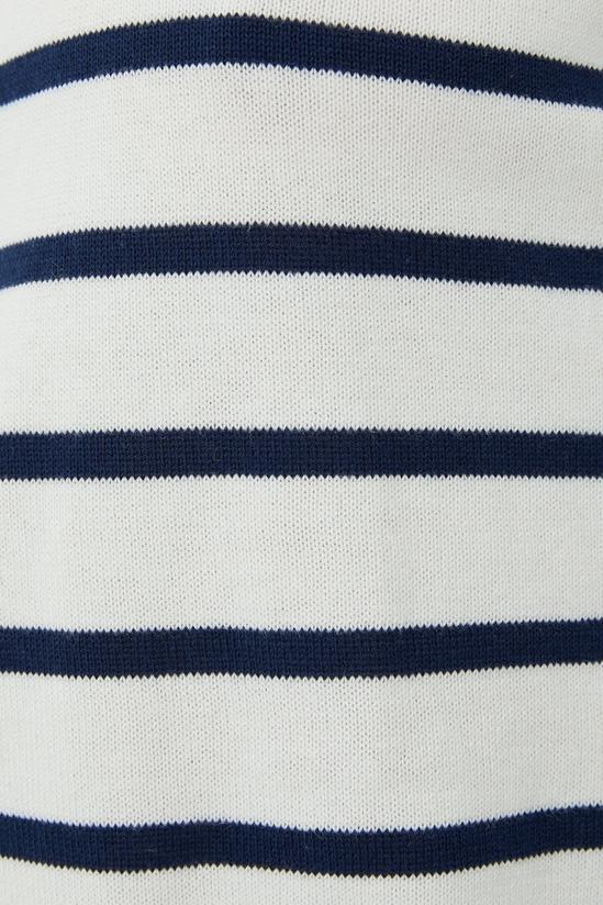 Mantaray Button Neck Striped Curved Hem Cotton Jumper 4