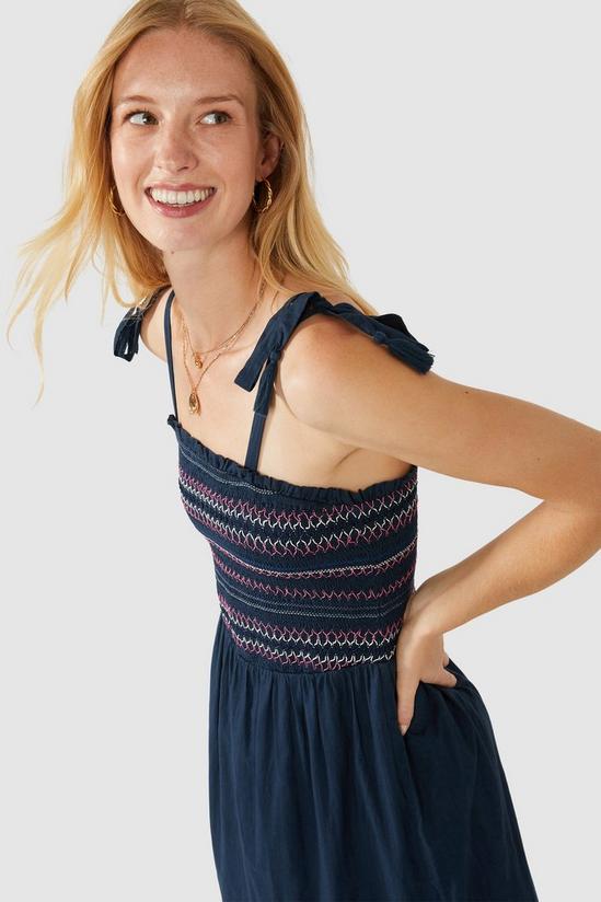 Mantaray Strappy Embroidered Smock Trim Tiered Dress 2
