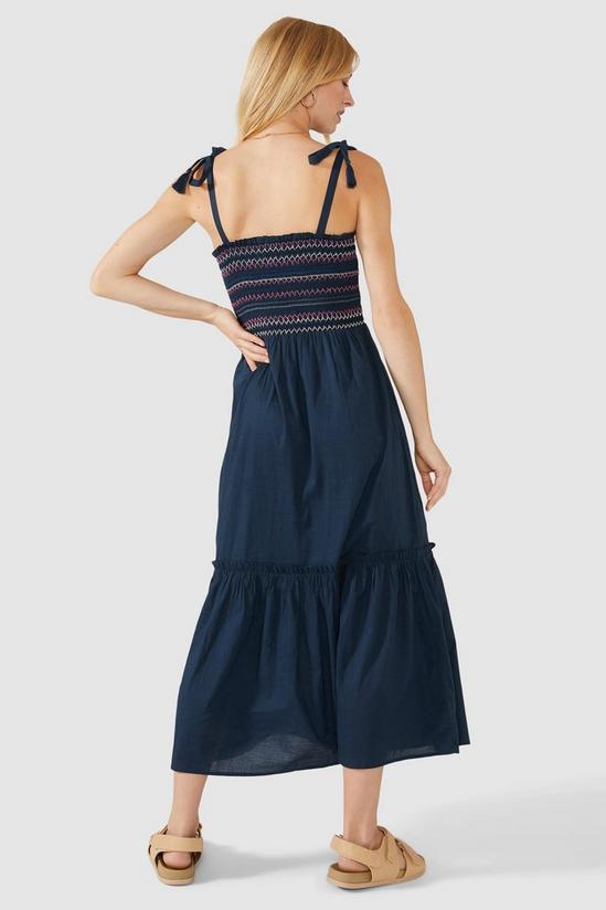 Mantaray Strappy Embroidered Smock Trim Tiered Dress 3