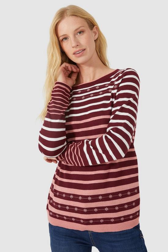 Mantaray Snowflake Embroidered Striped Jumper 2