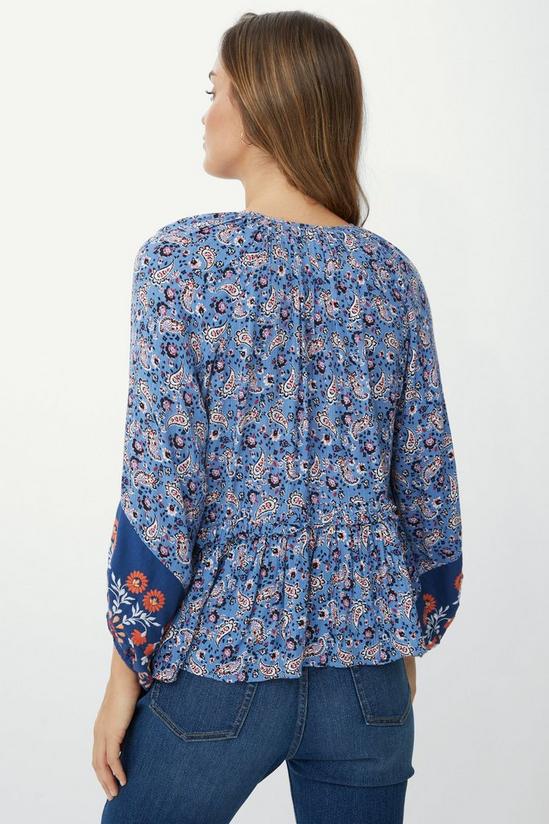 Mantaray Embroidered Trim Paisley Floral Print Top 4
