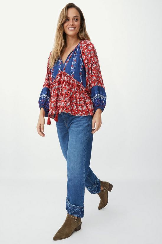 Mantaray Embroidered Trim Paisley Floral Print Top 2