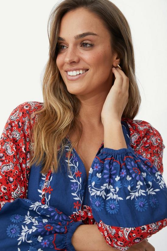 Mantaray Embroidered Trim Paisley Floral Print Top 3