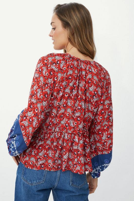 Mantaray Embroidered Trim Paisley Floral Print Top 4