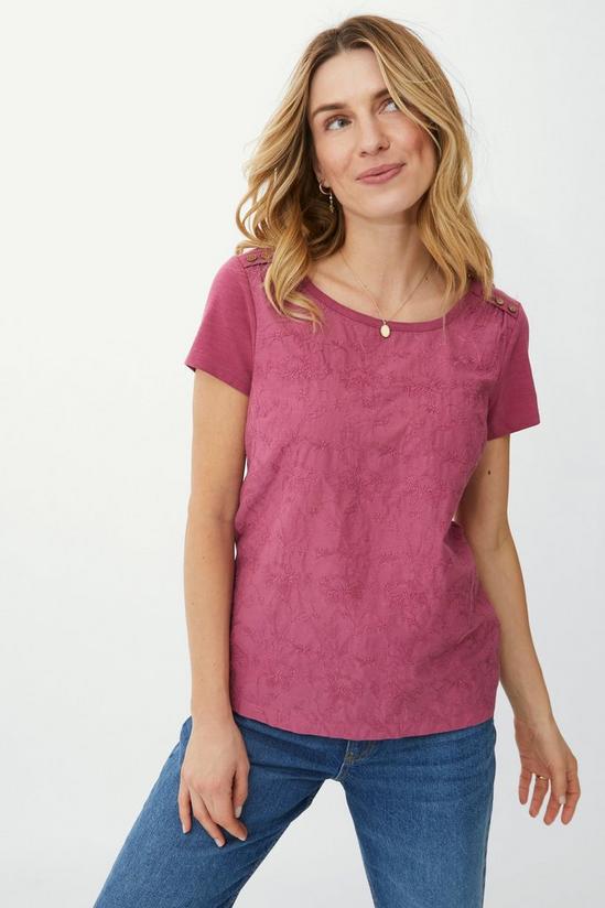 Mantaray Embroidered Scoop Neck T-shirt 1