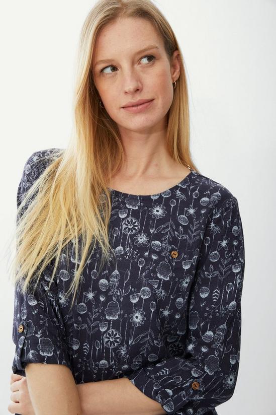 Mantaray Longsleeve Sketched Floral Scoop Neck Shell 2