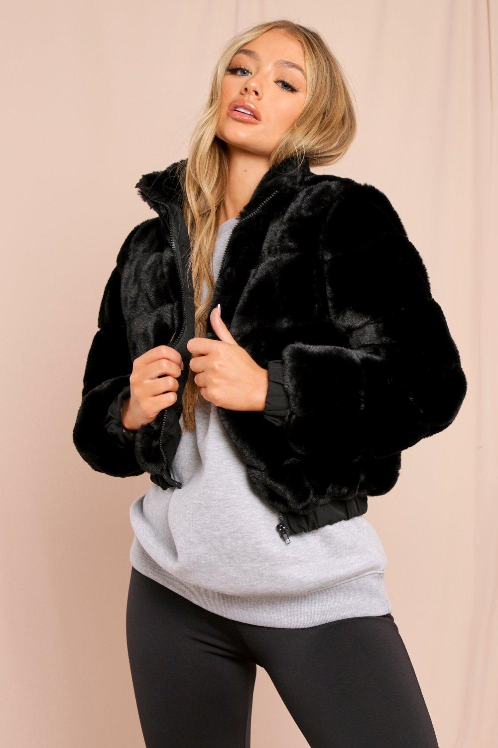 Jackets & Coats | Oversized Faux Fur Panel Bomber Jacket | MissPap