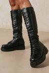 MissPap Lace Up Knee High Chunky Boots thumbnail 1