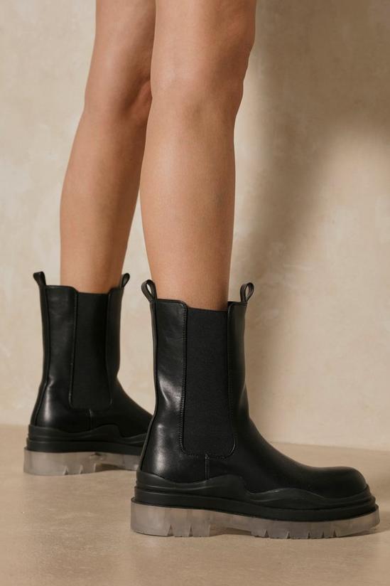 MissPap Leather Look Clear Sole Calf Boots 2
