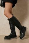 MissPap Leather Look Clear Sole Knee High Boots thumbnail 3