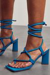 MissPap Fabric Square Toe Tie Up Mid Heels thumbnail 2