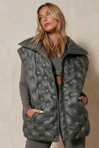 Women's Crop Gilet In Faux Leather Beige Body Warmer Outerwear –