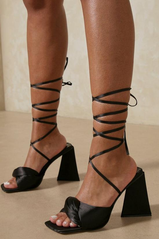MissPap Satin Twisted Padded Lace Up High Heels 1