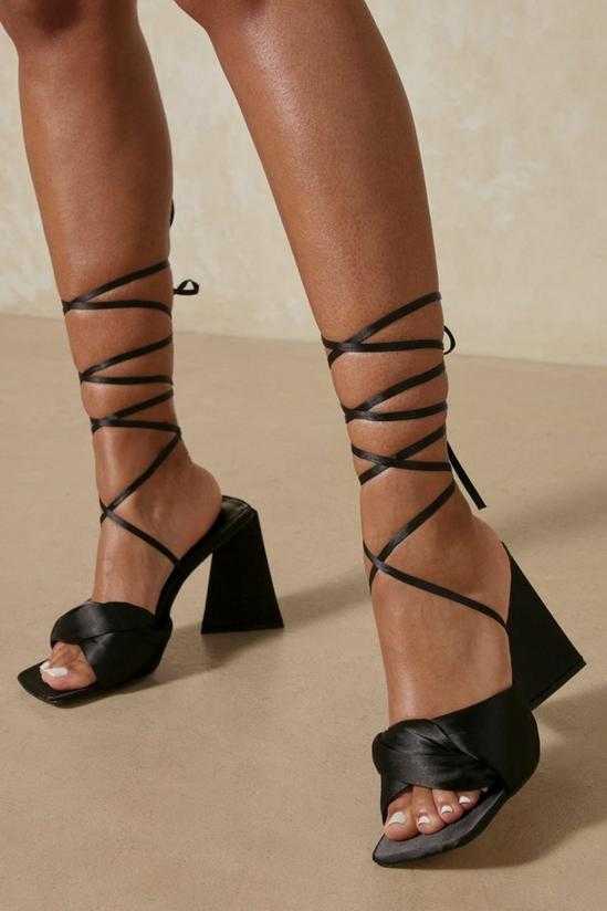 MissPap Satin Twisted Padded Lace Up High Heels 3