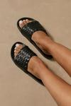 MissPap Leather Look Woven Sliders thumbnail 1