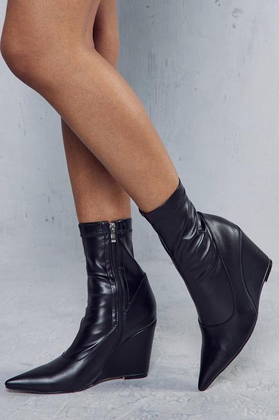 MissPap Leather Look Wedge Ankle Boots 1