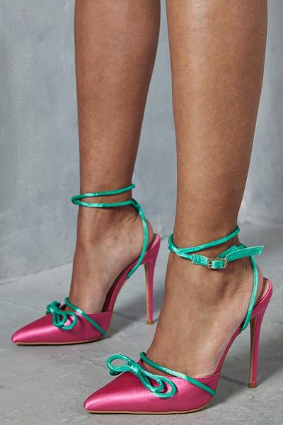 Pointed Bow Detail High Heels