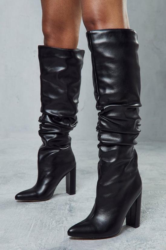 MissPap Leather Look Pointed Heeled Boots 1