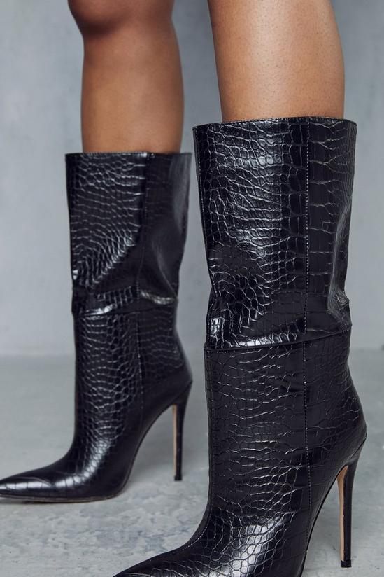 MissPap Croc Pointed Heeled Ankle Boots 2