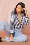MissPap Dogtooth Shoulder Pad Cropped Blazer thumbnail 1