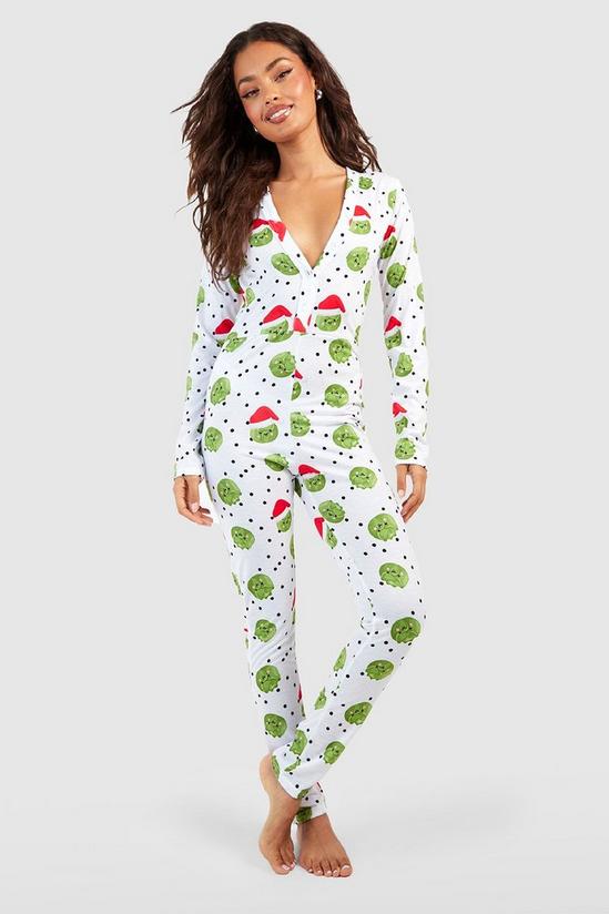 boohoo Christmas Sprouts Jersey Onesie 1