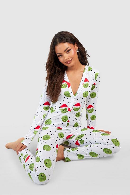 boohoo Christmas Sprouts Jersey Onesie 3