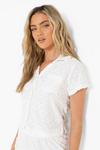 boohoo Ofcl Embossed Towelling Crop Shirt thumbnail 1