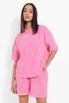 boohoo Ofcl Woven Tab Towelling Oversized T-Shirt thumbnail 3
