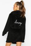 boohoo Dreamy Embroidered Fluffy Dressing Gown thumbnail 1