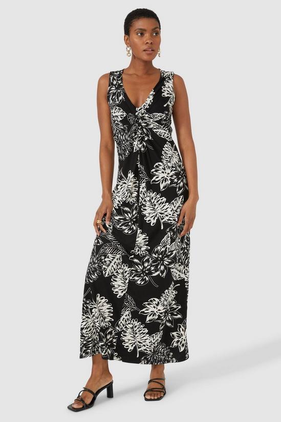 Principles Black And White Floral Print Twist Front Maxi 4