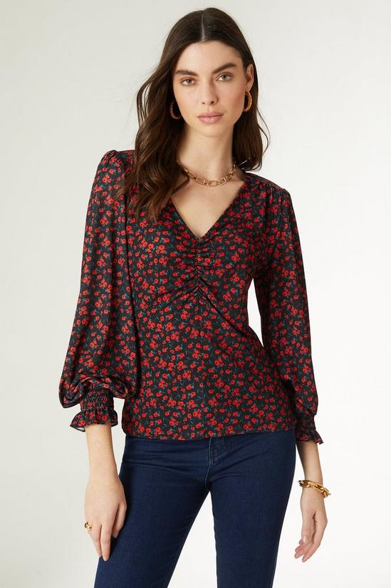Principles Printed Ruched Front Slinky Jersey Top 1