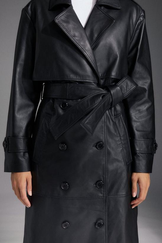 Principles Leather Double Breasted Belted Trench Coat 3